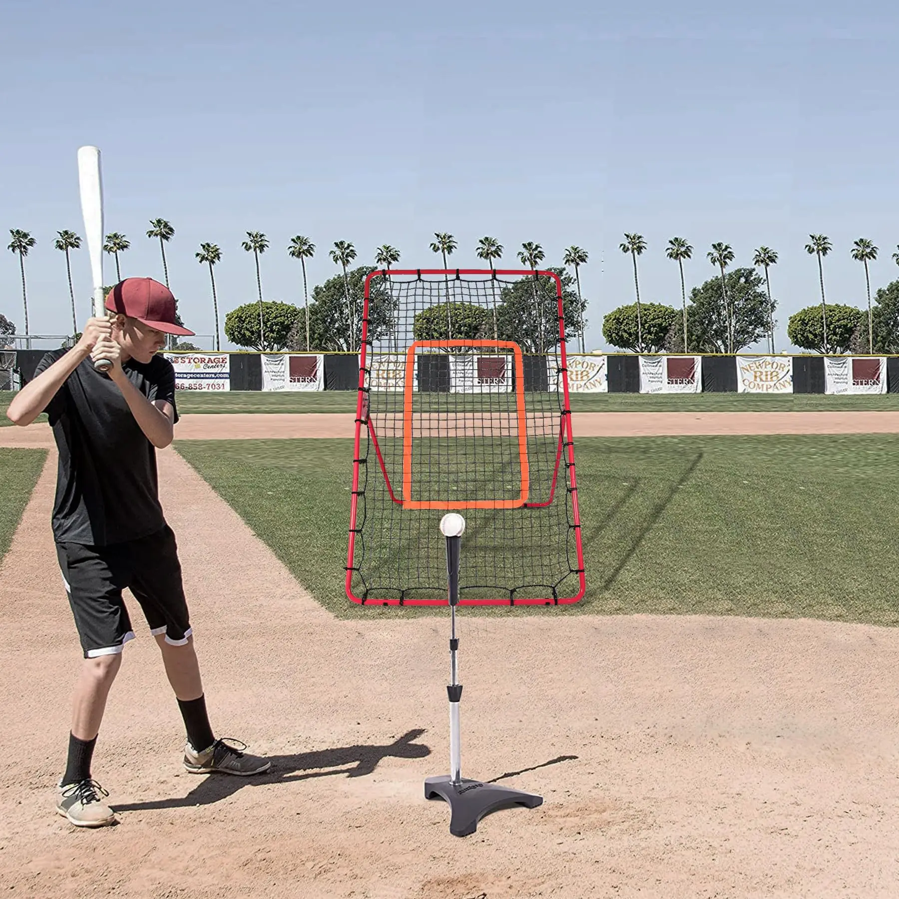 Portable Softball & Baseball Training Net for Practice & Throwing Sessions Rebound Feature Included