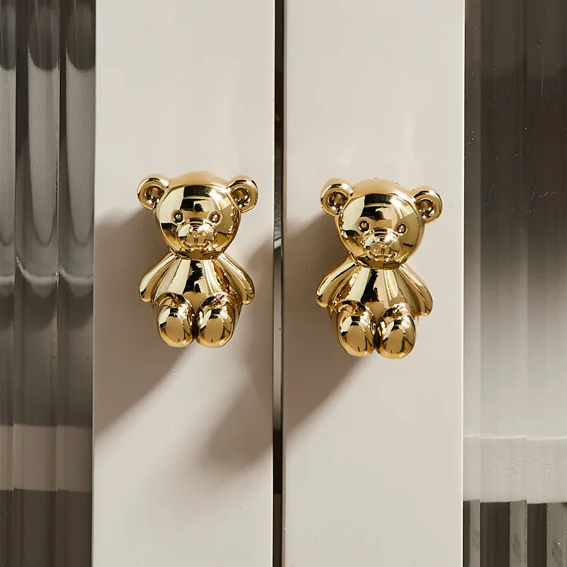 

Brass Bear-Shaped Creative Drawer Handles for Children's Rooms, Single-Hole Small Handles for Study Cabinets and Wardrobe Doors