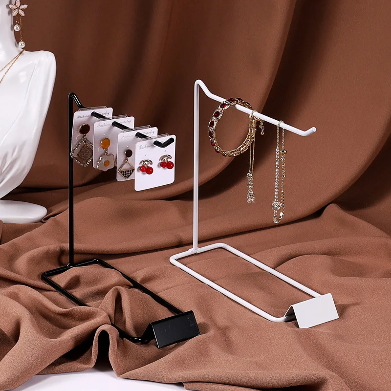 Creative Jewelry Display Stand Iron Earrings Necklace Bracelet Keychain Storage Rack Desktop Sundries Hanger Holder Counter Prop