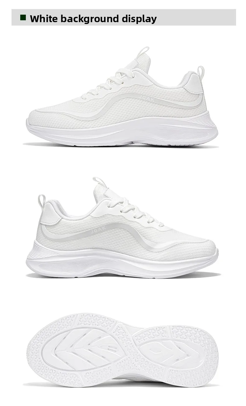 Große Herren-Sneaker in Weiß, leichte, atmungsaktive, lässige Sportschuhe, modische, flache, weiche Sohle, Walking-Trainer, Übergröße 39–48 – Detail 19