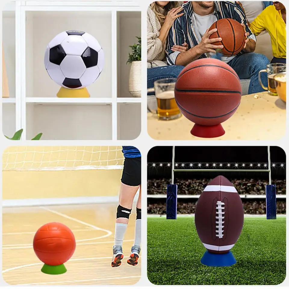 Présentoir Rond En Bois Pour Balles – Hévéa Massif, Support Conique 8,9x11,6x4,5 Cm, Pour Football, Basket, Bowling, Cristal