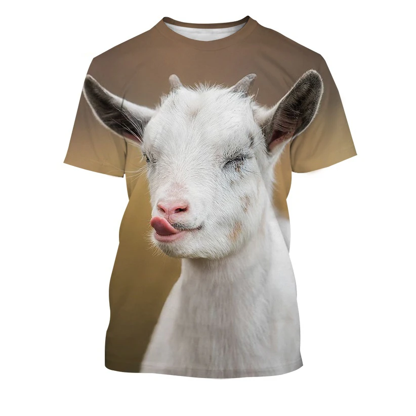 Summer Funny Goat 3D Print T-Shirts Streetwear Men Women Fashion Oversized O-Neck Short Sleeved T Shirt Tees Tops Clothing