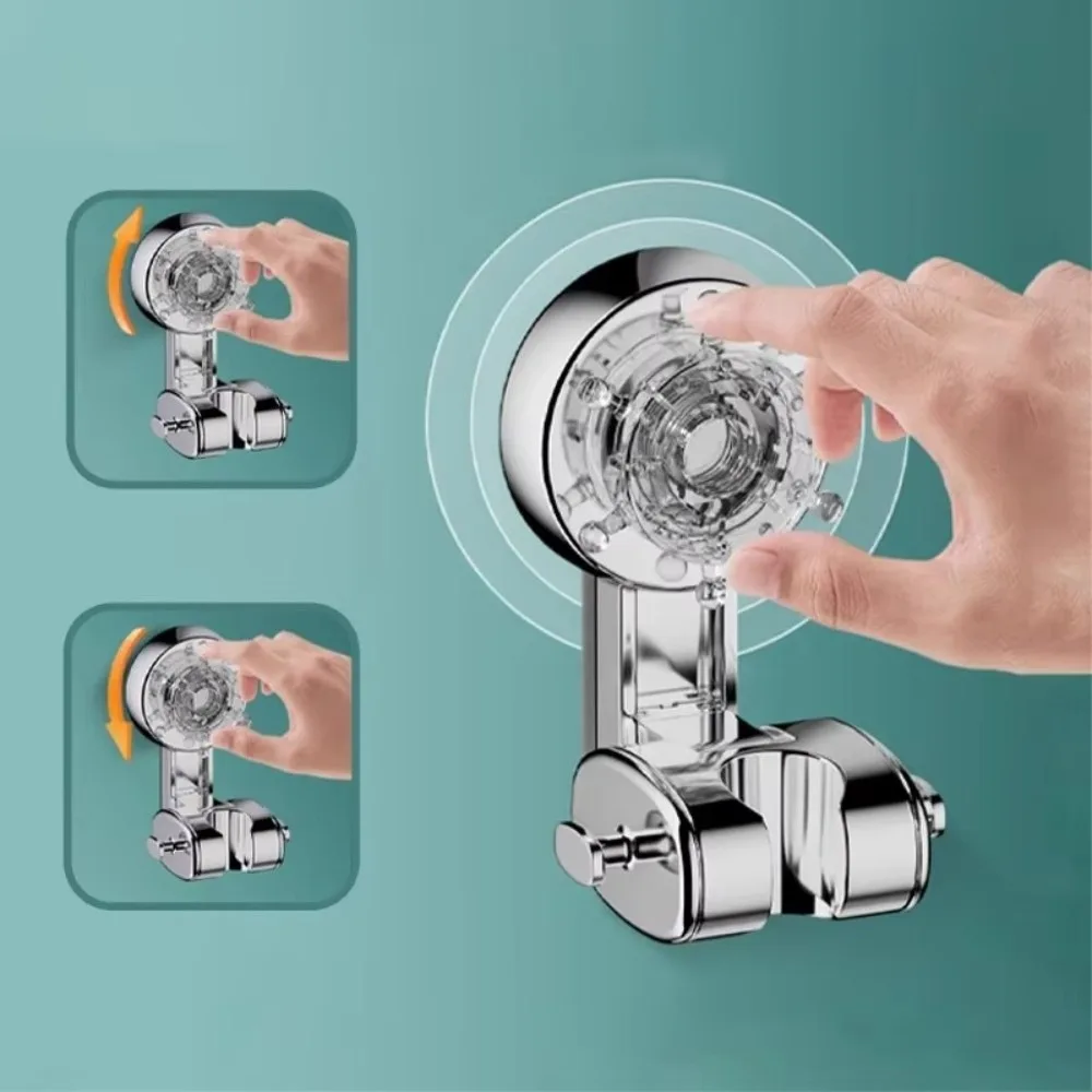 360° Adjustable Suction Cup Shower Holder Removable No Drilling Wall Mount Bracket ABS Showerhead Holder Wall Mounting