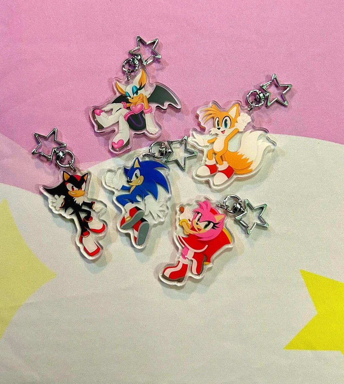 Sonic Character Acrylic Keychain Shatteru Ji Legend Amy Official Blue Plush Soft Style Video Game Collectible Key Ring