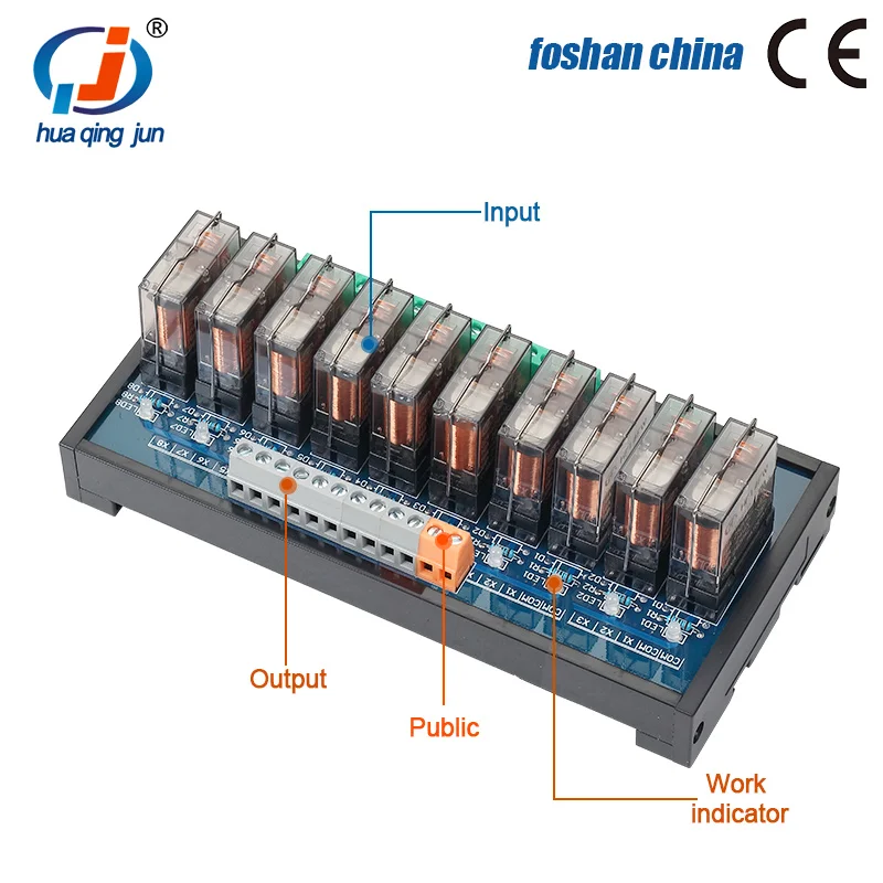 Chingjun 10-Channel Single Open Hongfa Relay Module 16A 24V General Purpose Relays for Industrail Automation