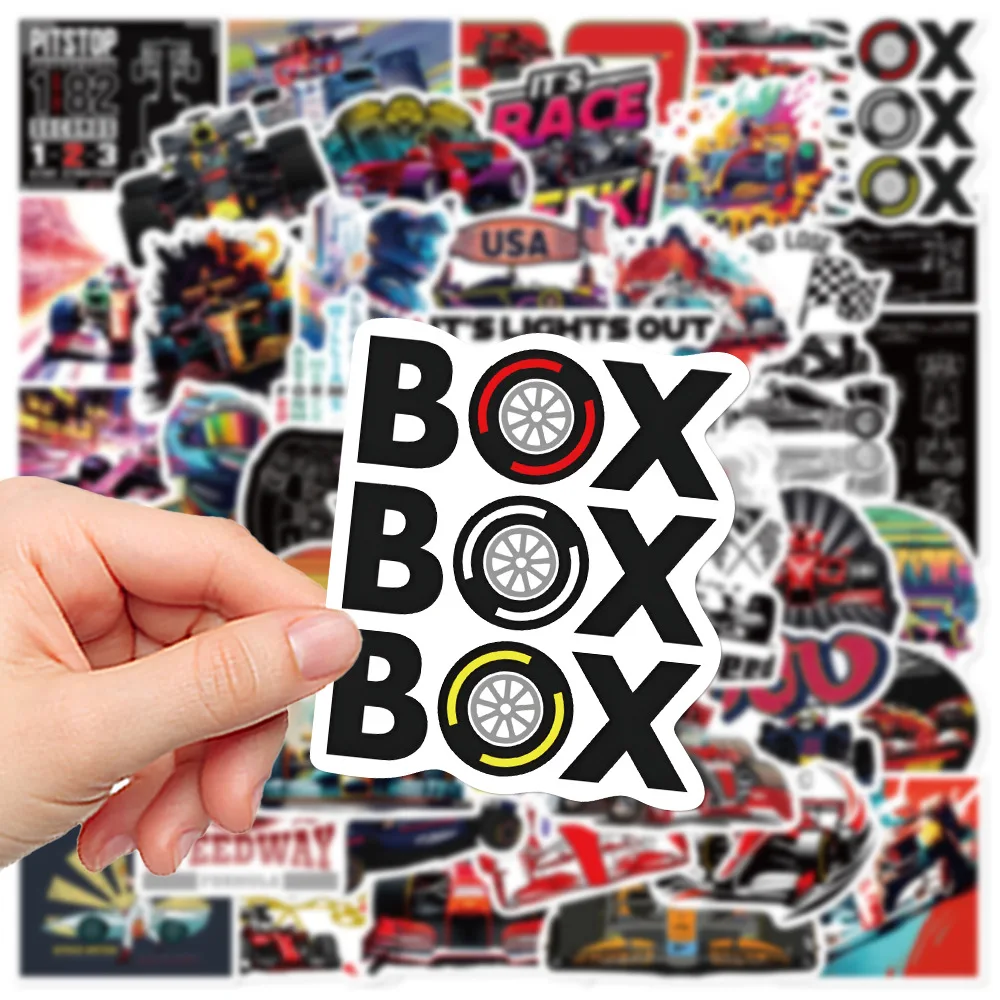 50PCS Formula 1 Car Graffiti Sticker Cool Race Car Decals For Laptop Phone Guitar Skateboard Fridge Helmet Waterproof Kids Toys