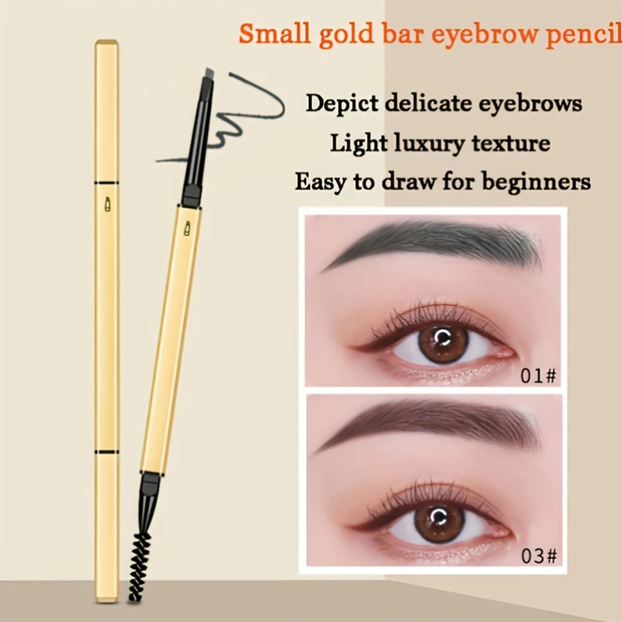 Double headed eyebrow pencil, extremely fine, waterproof, sweat resistant, and long-lasting