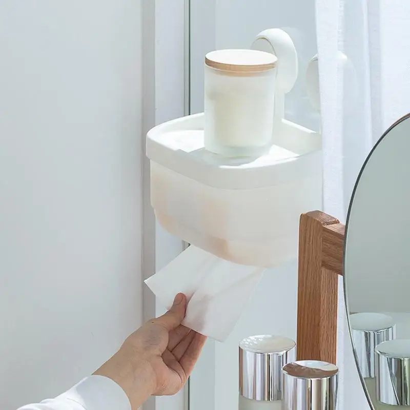 Boîte de rangement étanche pour rouleau de papier toilette, porte-papier hygiénique, conception translucide, ventouse