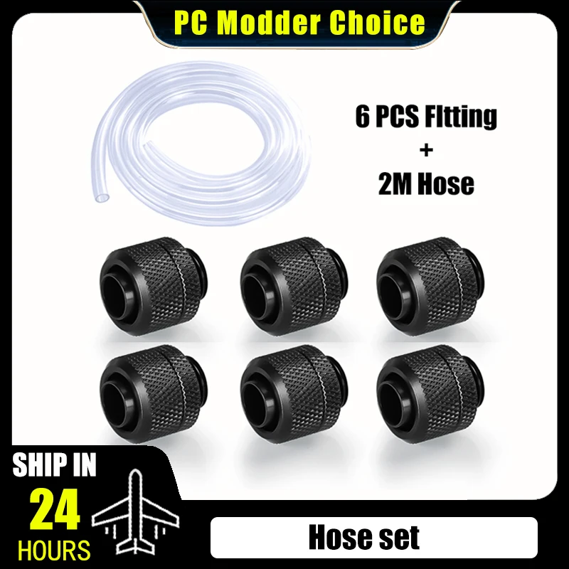 Hose Pipe Tube Fitting Combo Kit, 10*13mm Or 10*16mm For Computer Water Cooling System, G1/4'' 6 + 2 Combo, Black Or Silver