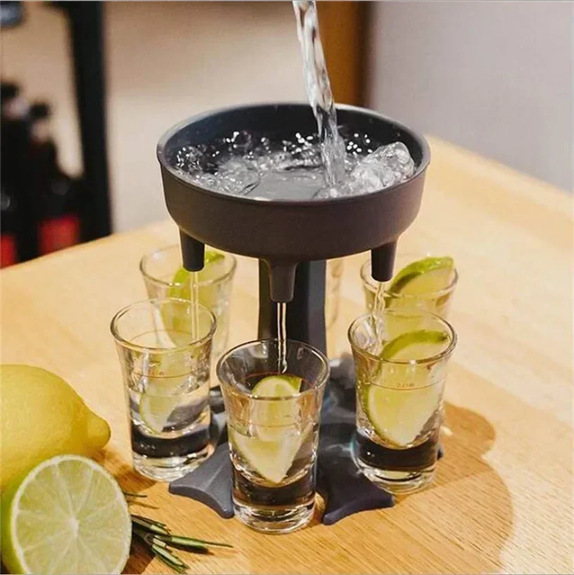 6 Shot Glass Dispenser Holder Party Beverage Drinking Games Bar Cocktail Wine Quick Filling Tool Carrier Caddy Liquor Dispenser