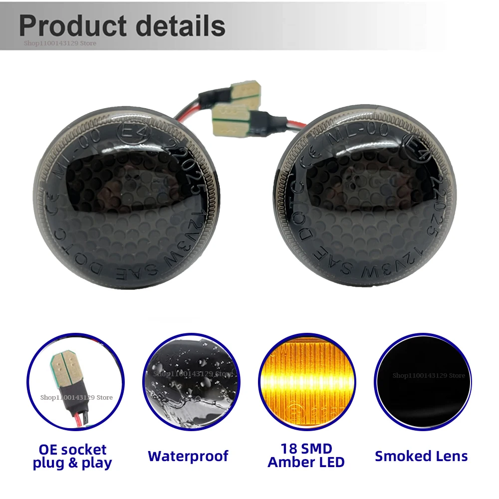 Amber yellow LED Front Fender Side Marker Light Assemblies For 2010-2021 Ford Transit Connect Turn Signal Light 12V T10 LED