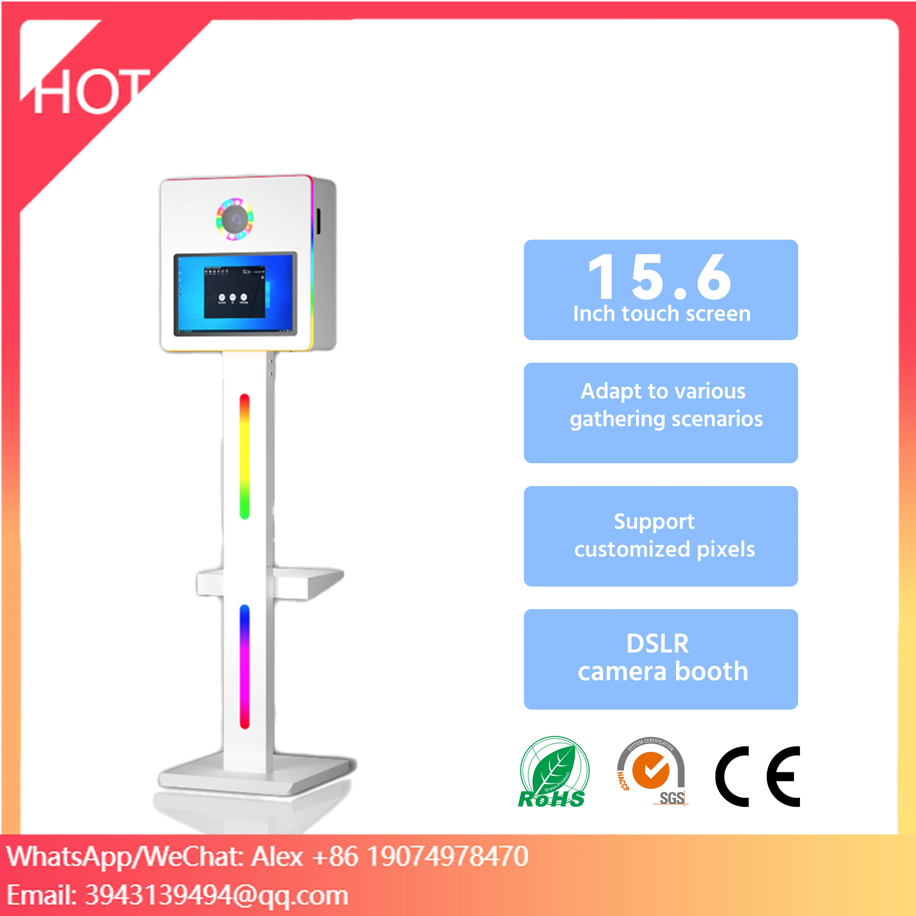 

ZZT Integrated 15.6-inch Touch Screen LED Light Selfie Camera Booth Can Be Quickly Assembled Into High-end DSLR Camera Booths