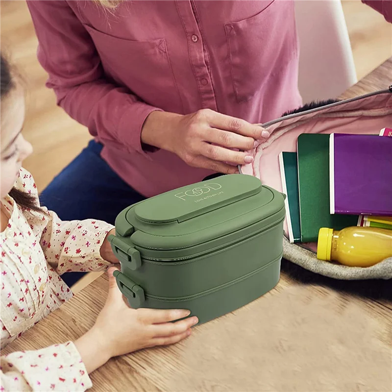 

ABUF-3X Lunch Box,Leakproof Bento Box For Kids Adults,Cutlery Set Bento Boxes ,For Kid Men Women Adults Working Schools Green
