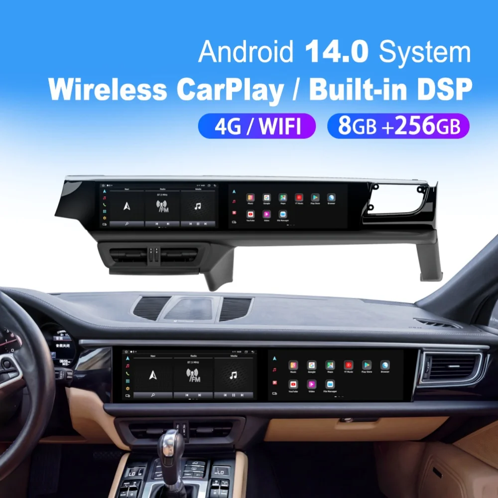 Dual 12.3 inch Android For Porsche Macan 2014~2017 Car Multimedia Automotive Carplay Auto GPS Navigat Car Radio Stereo Head Uni