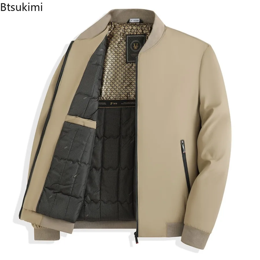 Business Casual Men's Thicken Jackets Fashion Baseball Collar Zipper Middle-Aged Elderly Coats Autumn Winter Warm Padded Jackets