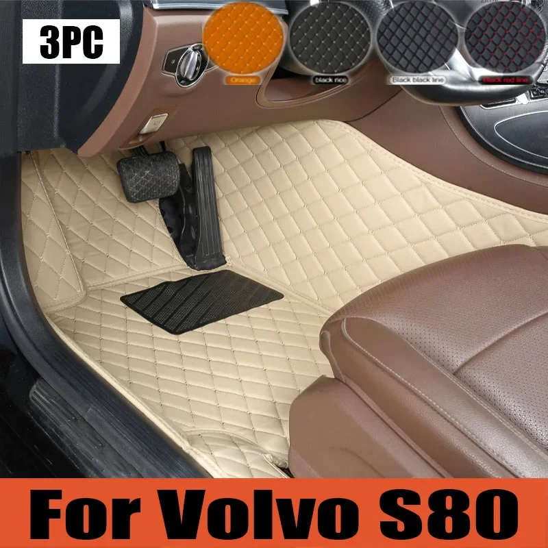 Original Car Floor Mats For Volvo S80 2006~2016 MK2 Leather Mat Automobile Interior Part Luxury Carpet Protective Pad Rug Car t