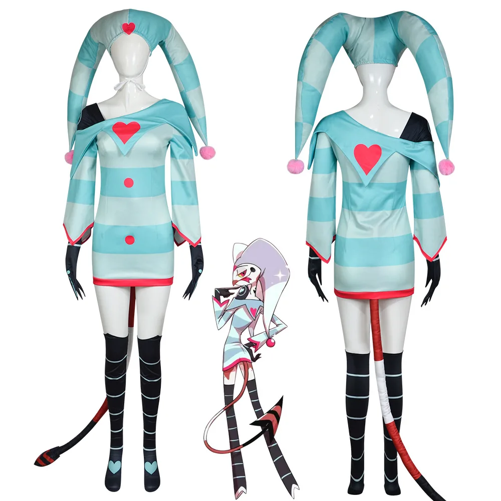 

Fizzarolli Cosplay Costume Anime Helluva Boss Fizzarolli Clown Hat Tail Full Set Hazbin Uniform Men Women Halloween Cos Outfits