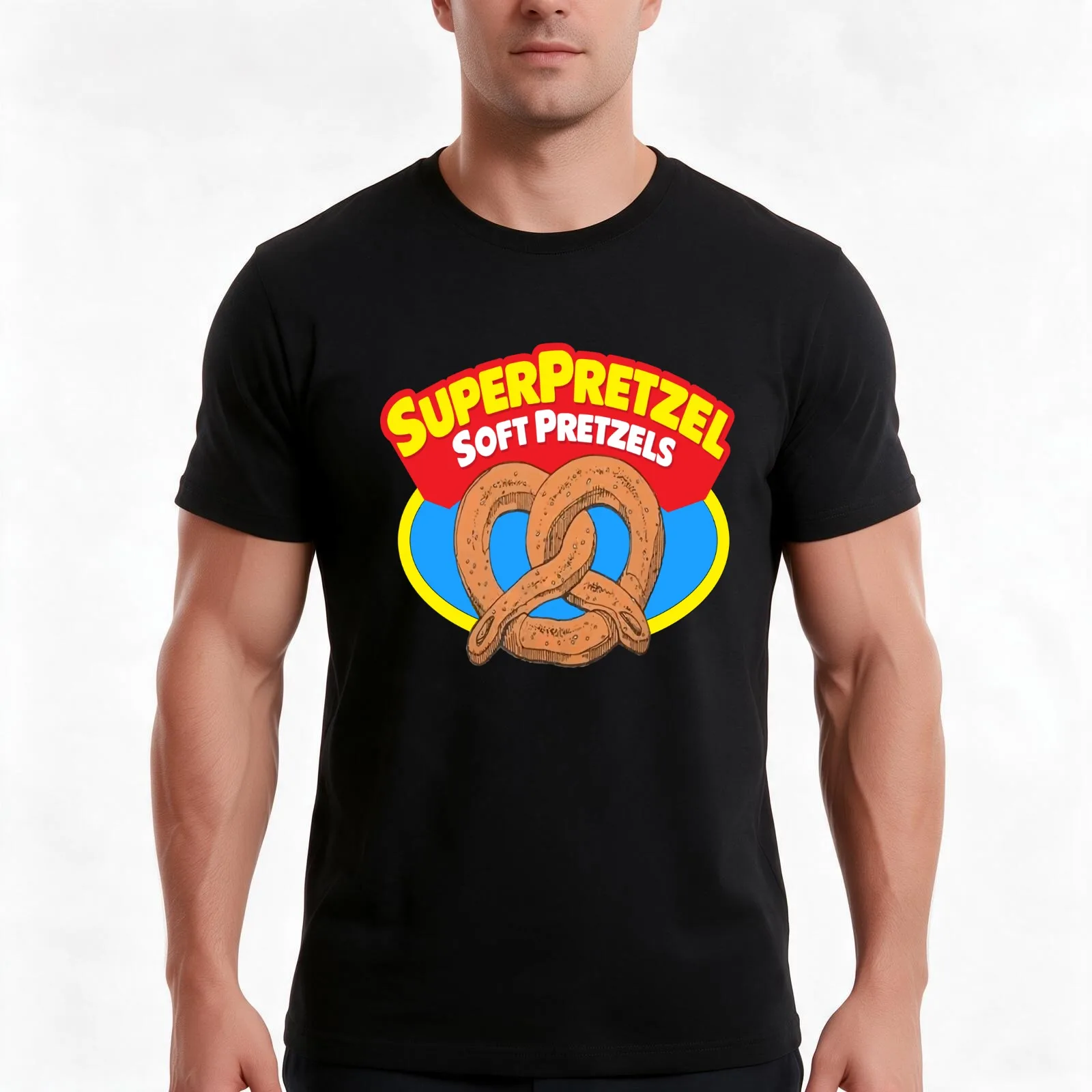 90s Super Pretzel Soft Pretzels Deadstock T-Shirt, Summer Casual Cotton Tee, Oversized Streetwear Tops, Vintage Graphic Print
