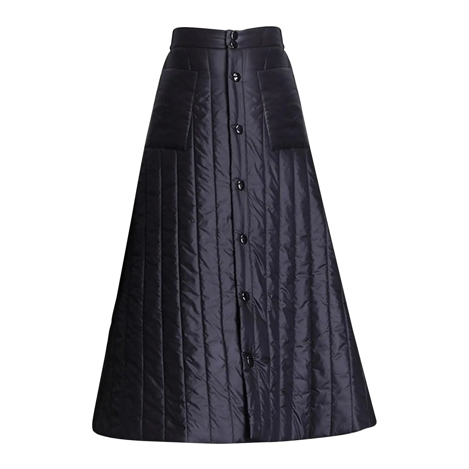 Women Line Dress Skirt High Waist Button Up Front Windproof Maxi Long Skirt With Pockets Can Be Used As Small Quilt