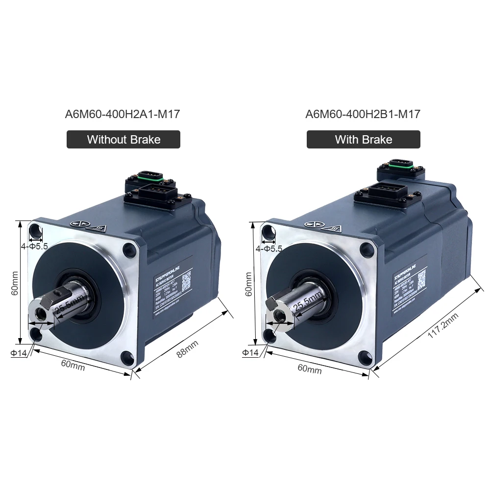 STEPPERONLINE RS485 AC Servo Motor Kit 400W 0.4KW 1.27Nm 220VAC with 17-Bit Absolute Encoder and Servo Driver for CNC Engraver