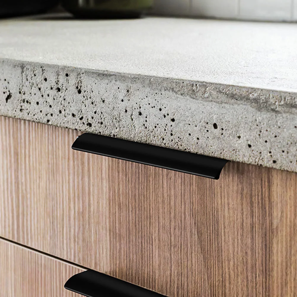 

10pcs Invisible Aluminum Handle Black Hidden Finger Pull For Cabinet Drawer Arc Design Concealed Furniture Handles Metal Pull