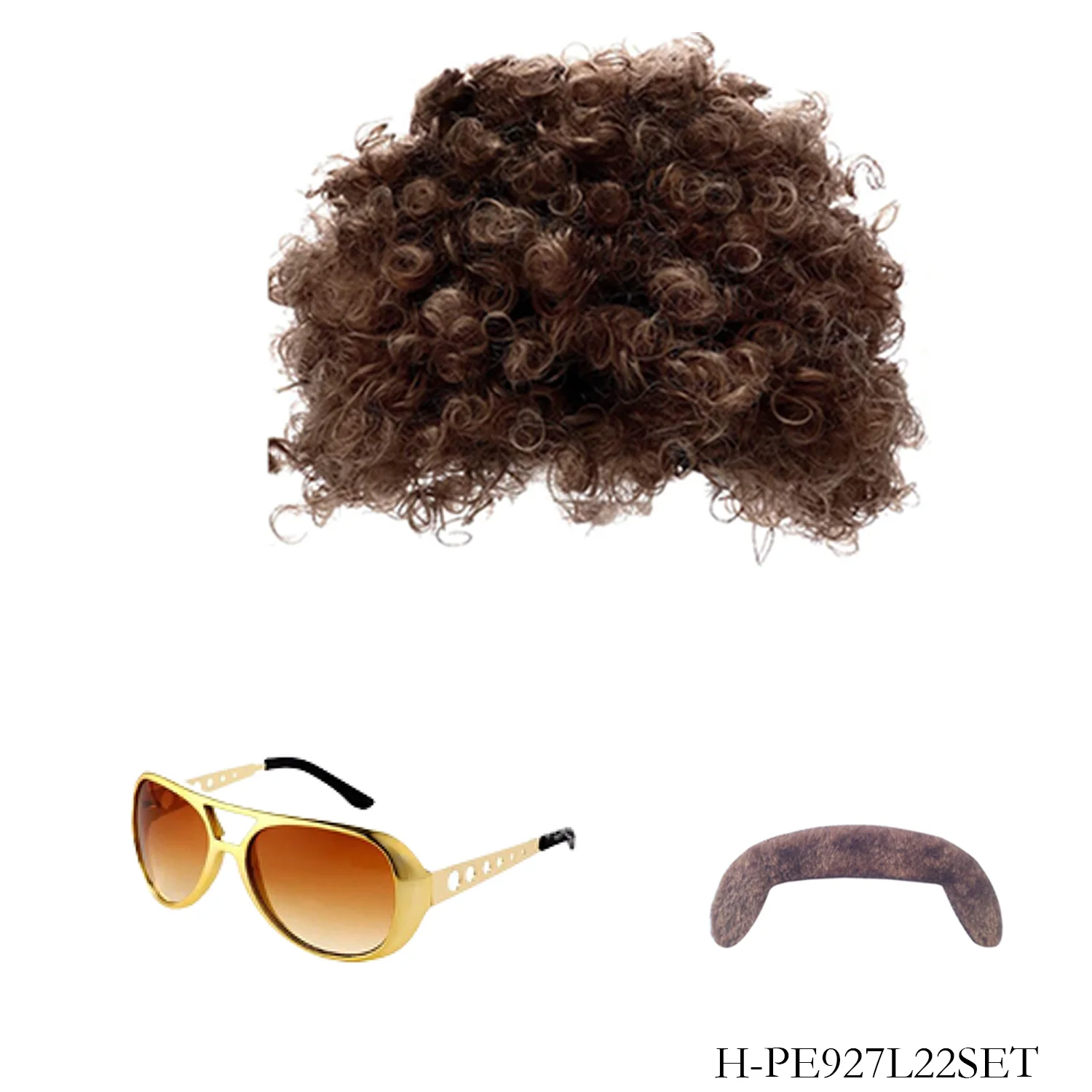 conjunto-de-acessorios-de-fantasia-pesenar-anos-70-peruca-afro-cacheada-Oculos-de-sol-dourados-e-bigode-falso