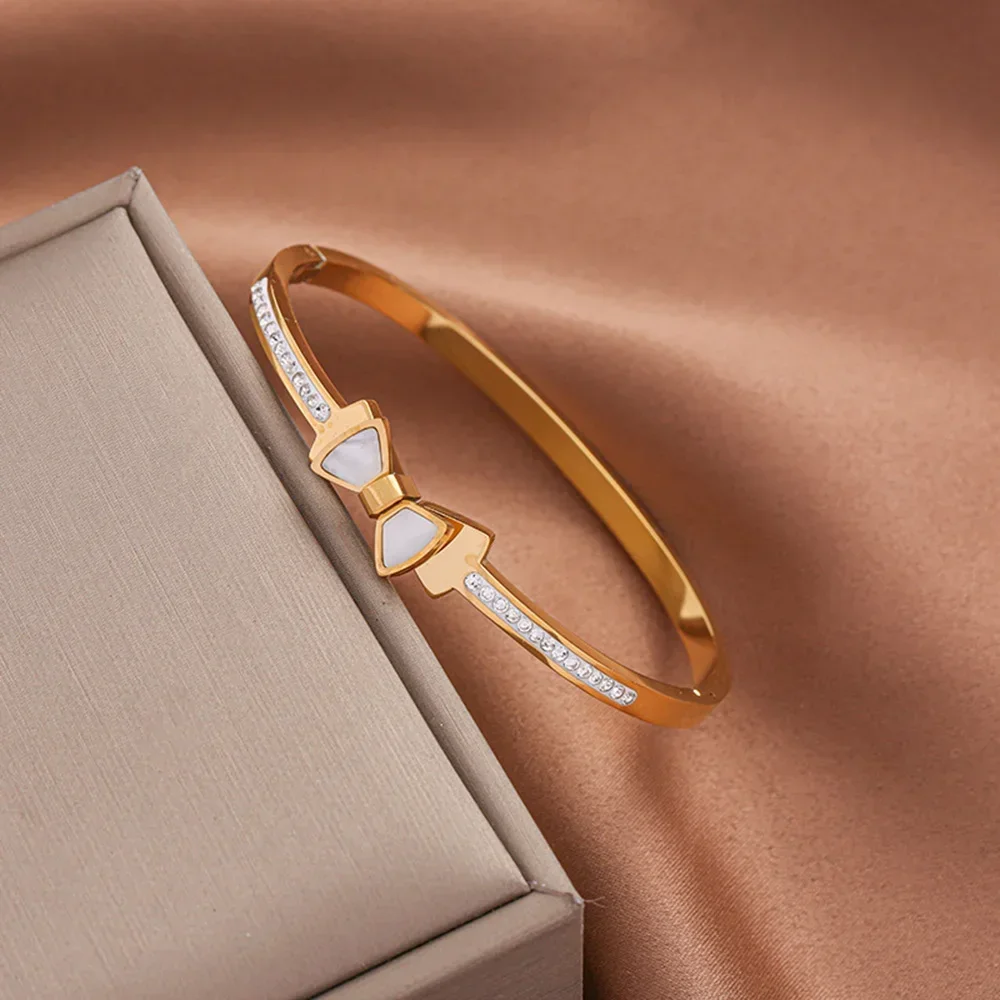 

Stainless Steel Bracelet Bangle for Women girls gold plated Bow Knot Bracelets Stackable Layered Jewelry accessories gifts