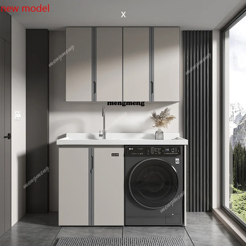 H134Roller Companion Laundry Cabinet Space Aluminum Washbasin Laundry Trough Living Room Cabinets Balcony Furniture Armoire