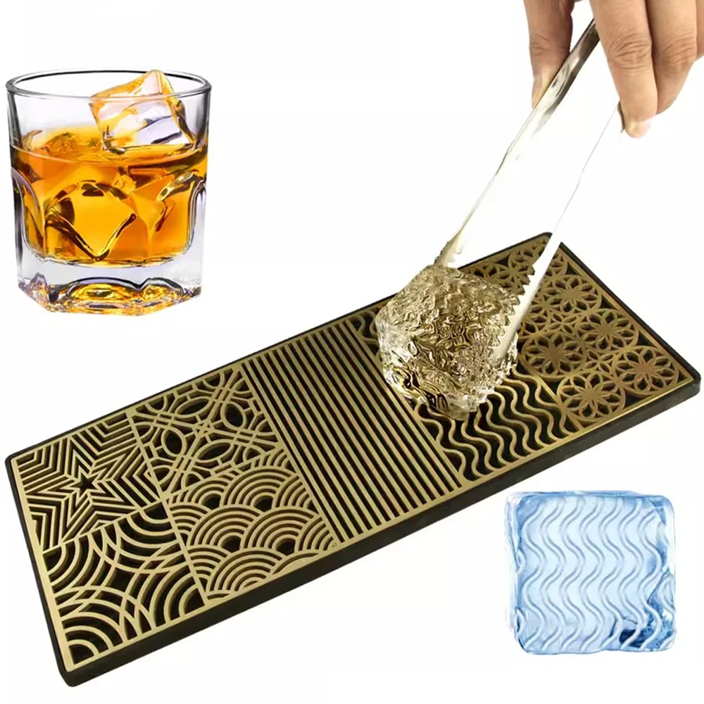 Ice Cube Logo Pure Copper Mold DIY Brass Ice Design Stamping Plate Ice Printing Bartender Whiskey Pressing Tray Mould 290x120MM