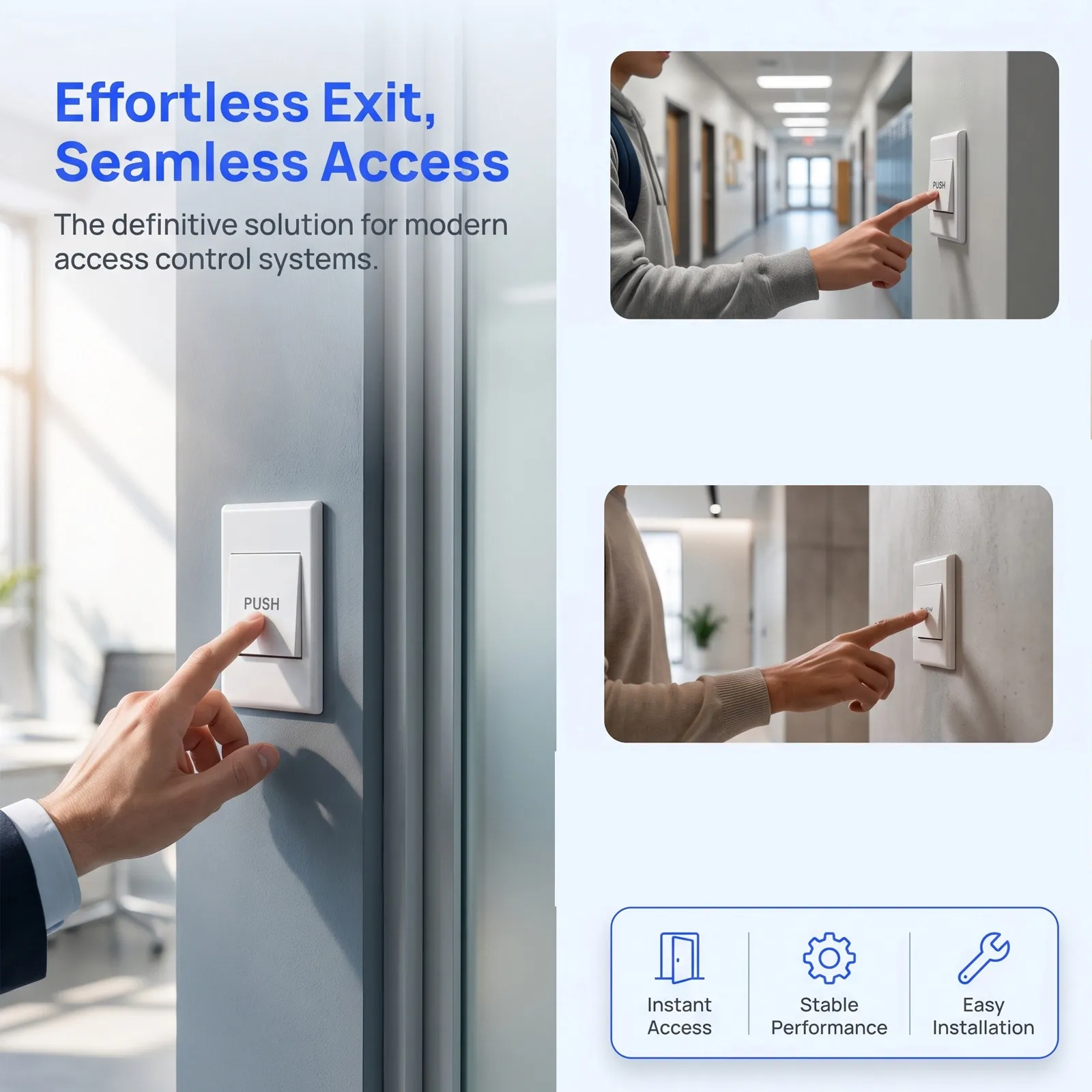 Door Release Switch Button Single Panel for Access Control System Indoor Use Push Button Exit Switch Electric Lock Accessory