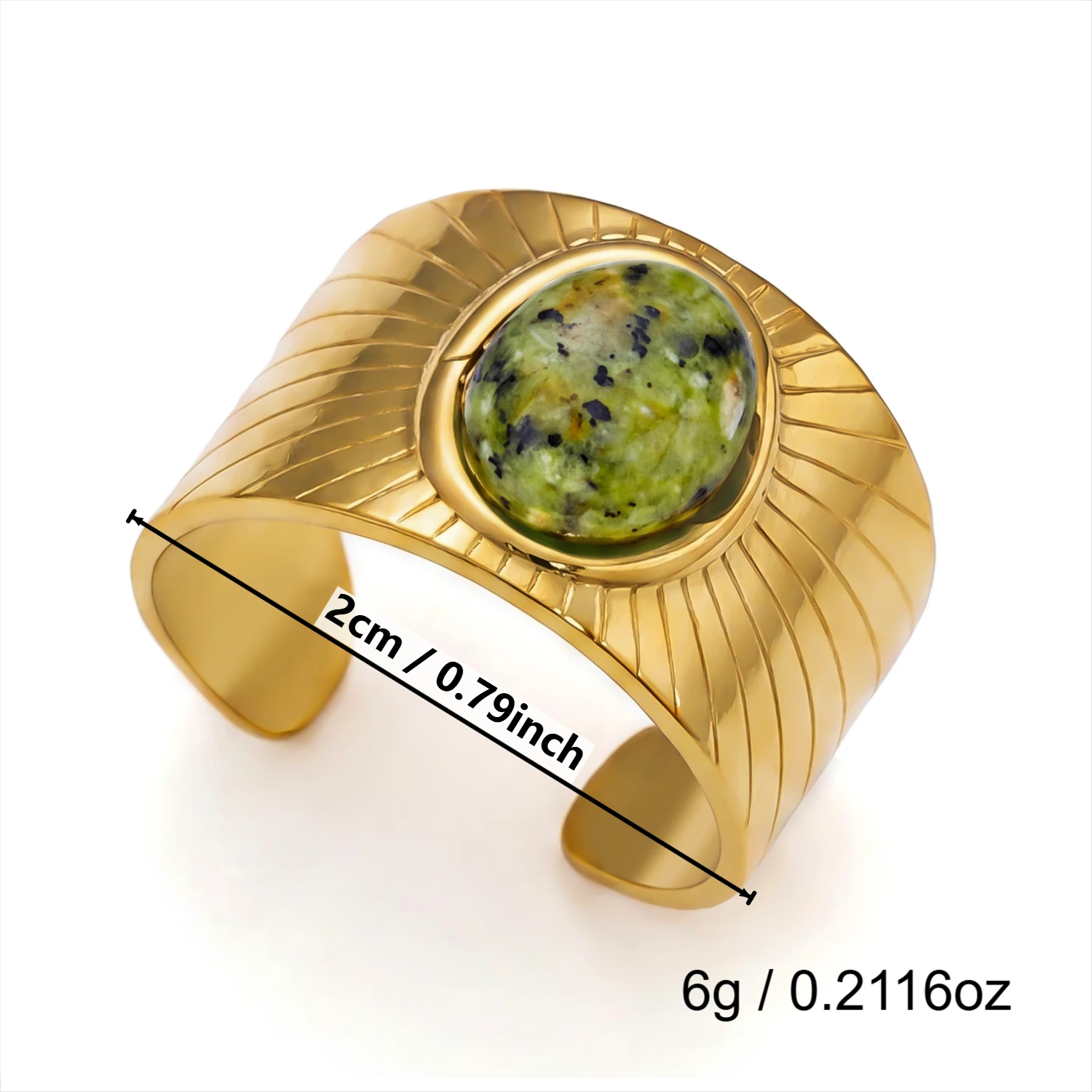 Vintage Naturstein Edelstahl-Ringe für Damen und Herren Trendige Vergoldete Hohle Geometrische Ringe Finger-Accessoires Schmuck – Detail 7