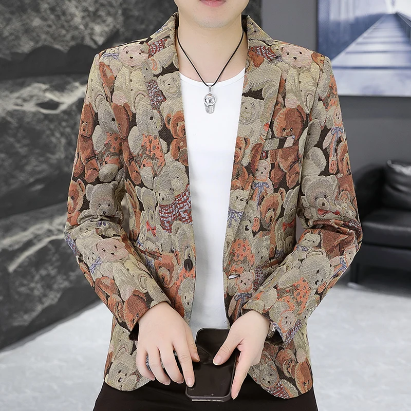 سترة ARC عصرية مطبوعة الكل في واحد لحفلات الزفاف في الهواء الطلق غير رسمية للرجال والحفلات مريحة لرجال الأعمال الكورية سترة ضيقة #4