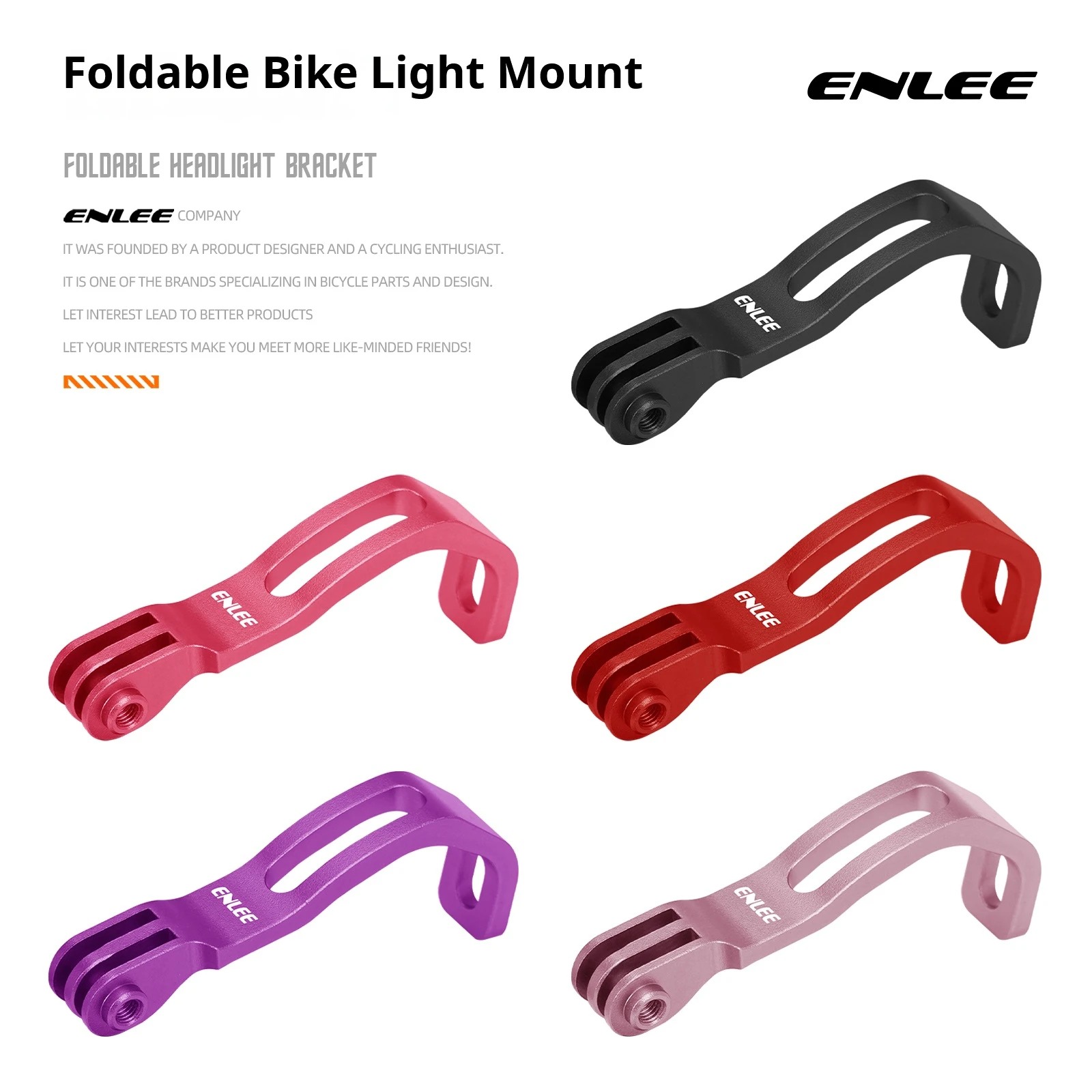 ENLEE Front Fork Light Holder Adjustable Aluminum Alloy Bracket For GOPRO Sport Camera Lamp Mount Stand Bike Accessories
