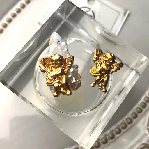 10PCS Golden Cupid Resin Nail Charms Naughty Angel Baby 3D Nail Art Decorations Kawaii Manicure Design Nail Ornament DIY Crafts