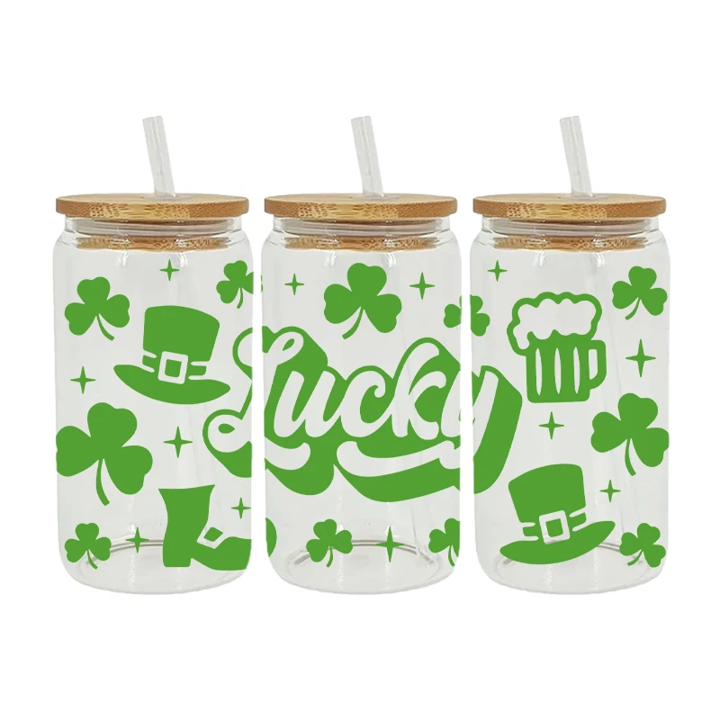 UV DTF Transfer Sticker St Patrick For The 16oz Libbey Glasses Wraps Bottles Cup Can DIY Waterproof Custom Decals D9289