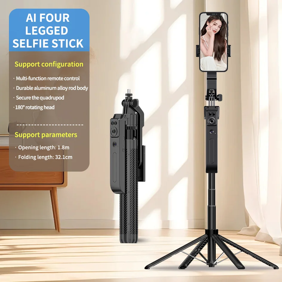 NEW  Arrival C12 AI Face Tracking Gimbal Stabilizer Foldable 360 Degree Automatic Rotation Selfie Stick Smart Phone Camera Tripo