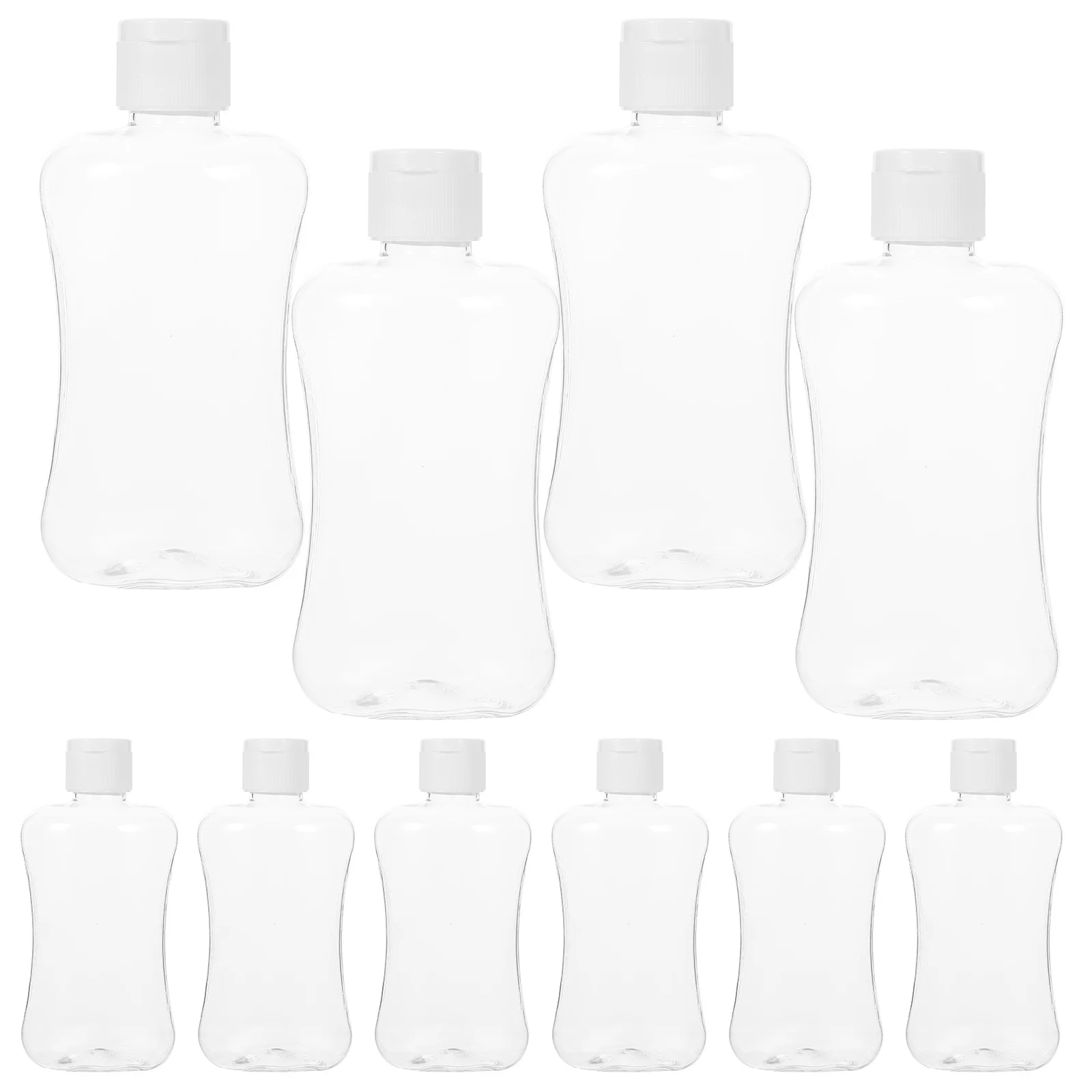 ขวดแบบพลิกเปิด 10 ชิ้น ขวดใสสำหรับแชมพู เครื่องสำอาง ของใช้ในห้องน้ำสำหรับเดินทาง ภาชนะเปล่าแบบเติมได้