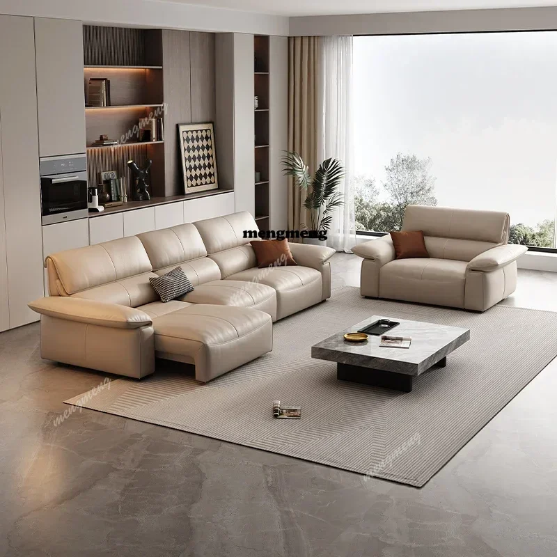 Hot sales Italian Leather ElectricLiving Room Sofa Simple Modern Luxury Retractable Reclining Sofas Lazy Home Furniture