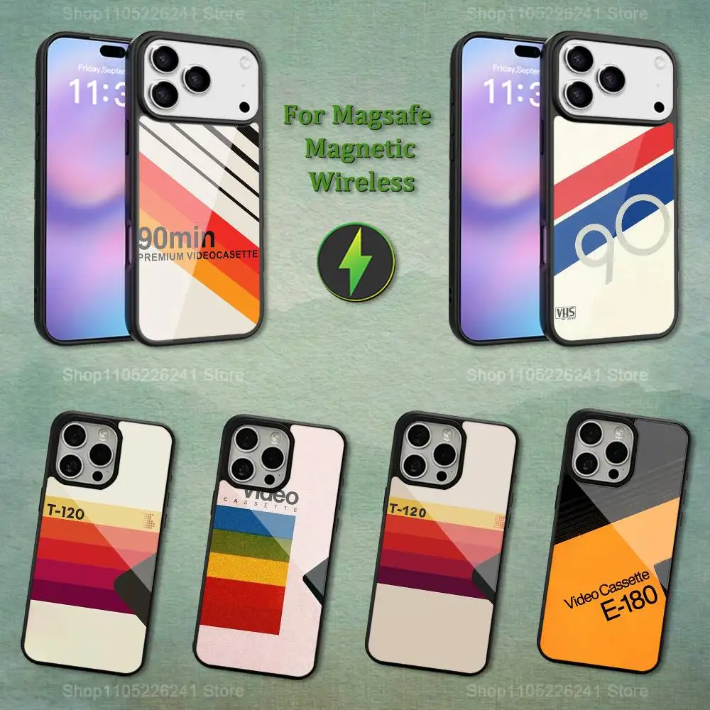 

Coque Art Retro Tape For iPhone 12,14,11,15,13,16,17,For Magsafe,Plus,Mini, Pro,Max,Magnetic Wireless Charging Case