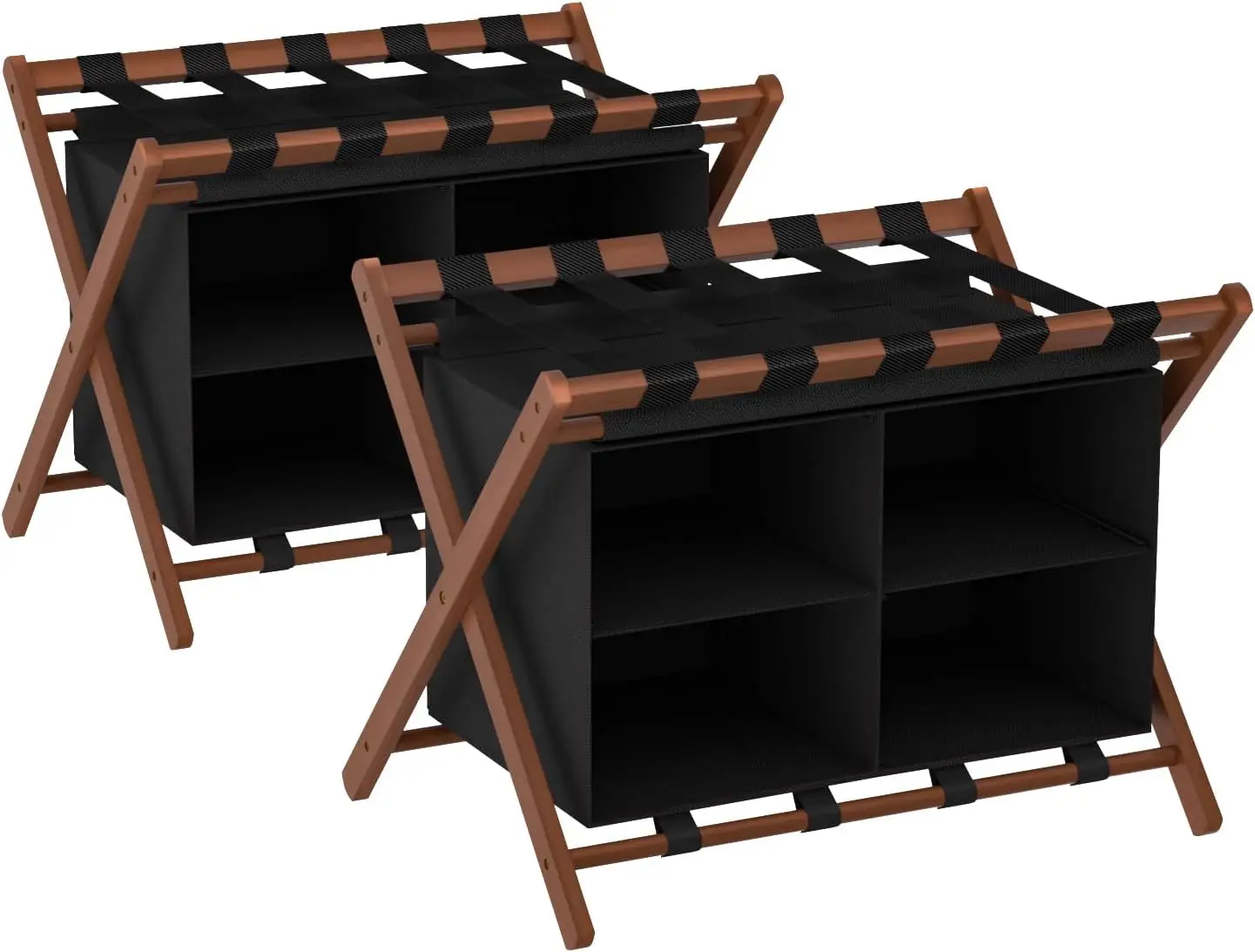 

Foldable Bamboo Suitcase Stand, 2-Pack Heavy Duty Luggage Rack for Bedroom and Hotel Storage