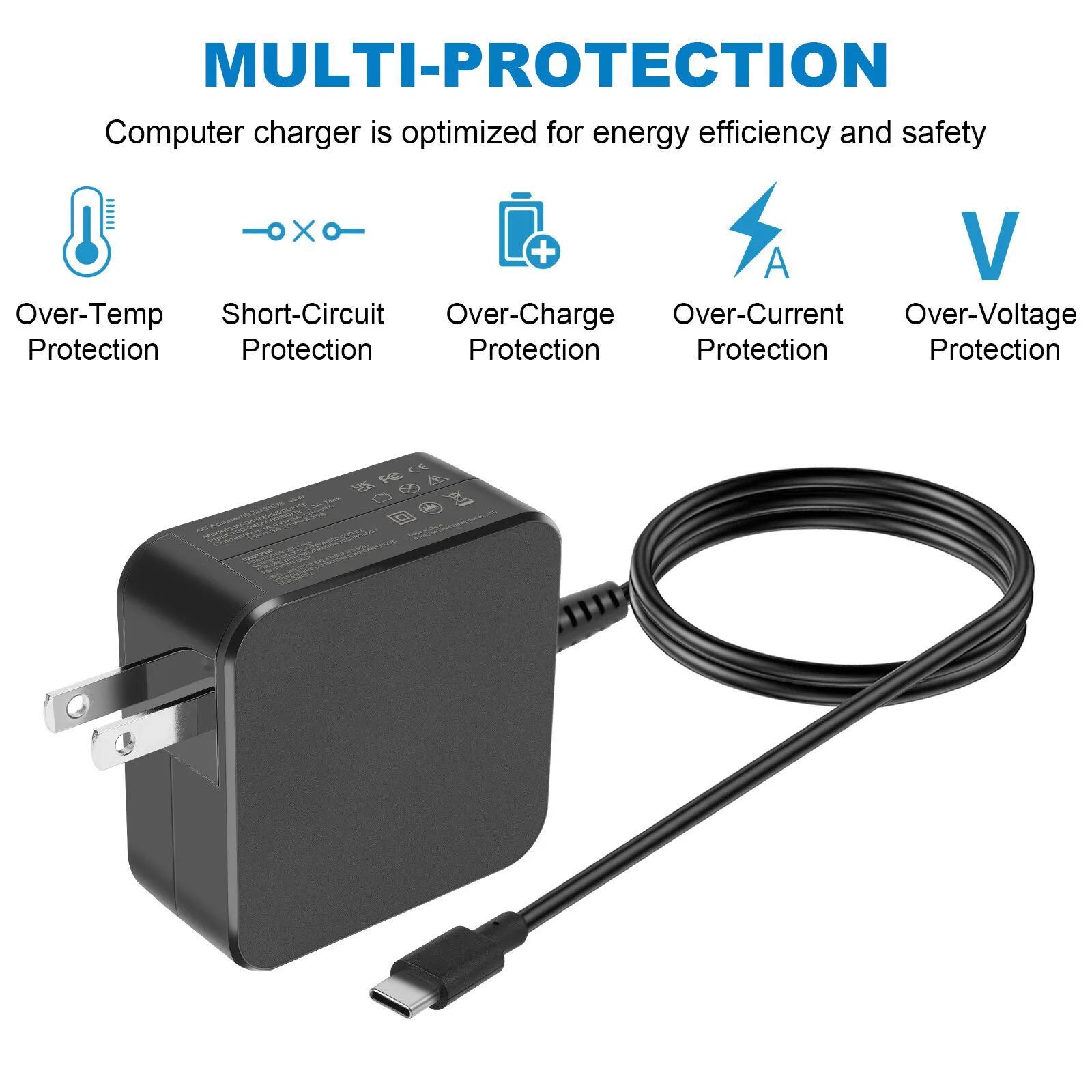 45W USB C Type C Power Charger for HP Chromebook Lenovo/Acer/Asus/Samsung Laptop view 5