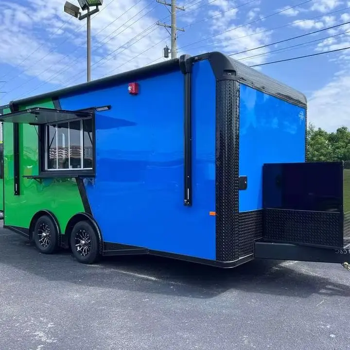 

Portable Outdoor Kitchen Food Truck Trailer Cart Mobile Snack Bar Ice Cream Truck Tent Caravan - Ideal for Camping And Catering