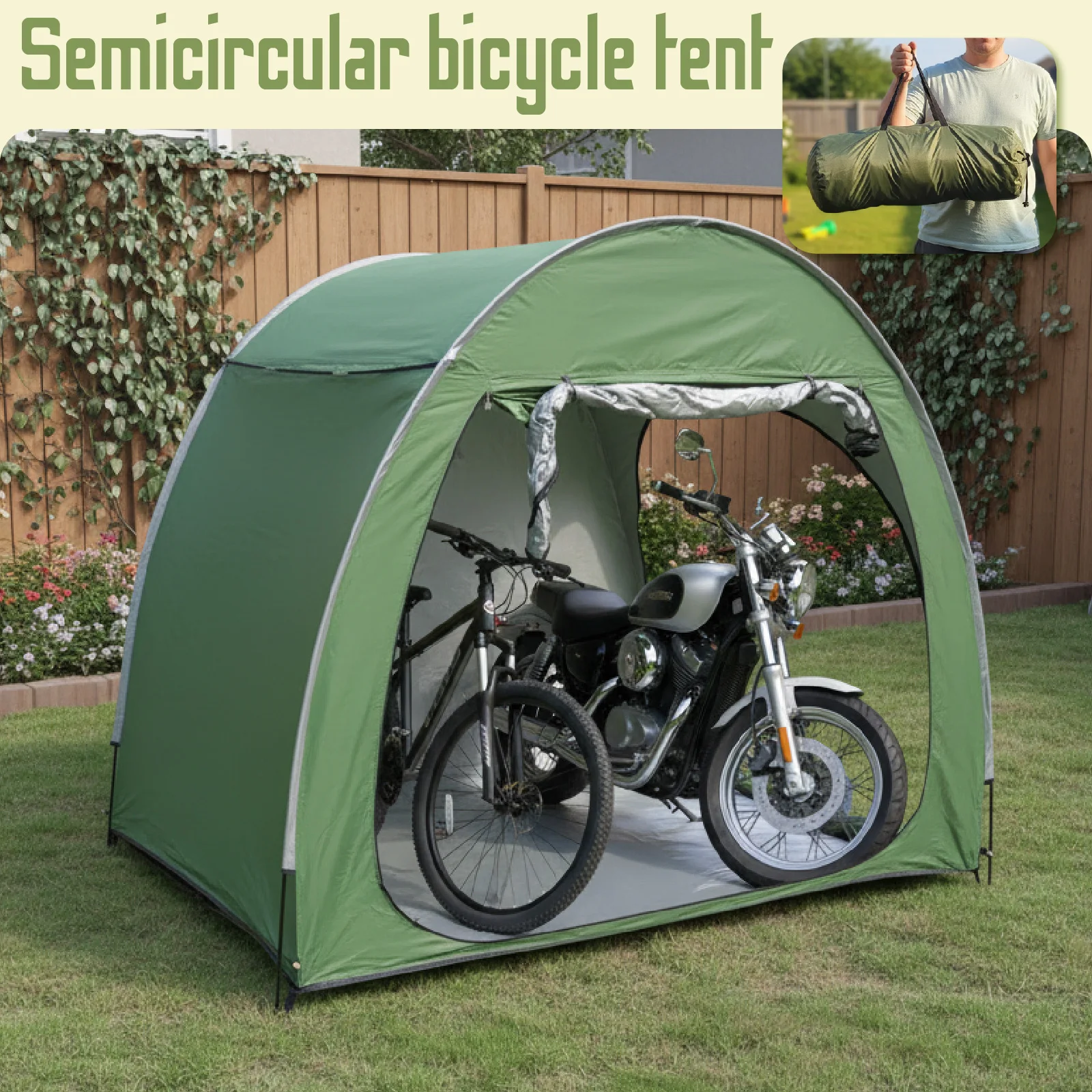 1-2 Bikes Bike Storage Tent for Urban Patio, Bicycle Shelter, Compact Foldable Outdoor Shed