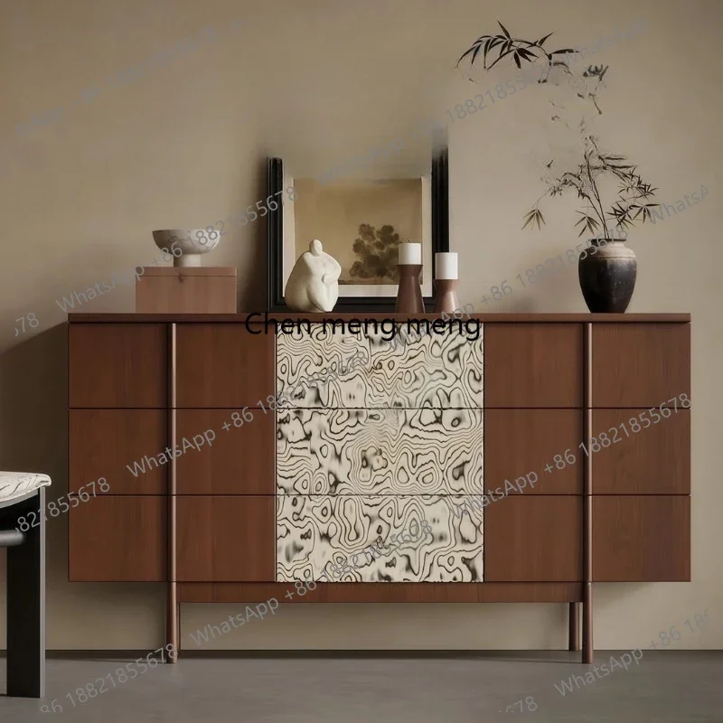 Medieval solid wood entrance living room decorative cabinet storage sofa side hotel dining side cabinet