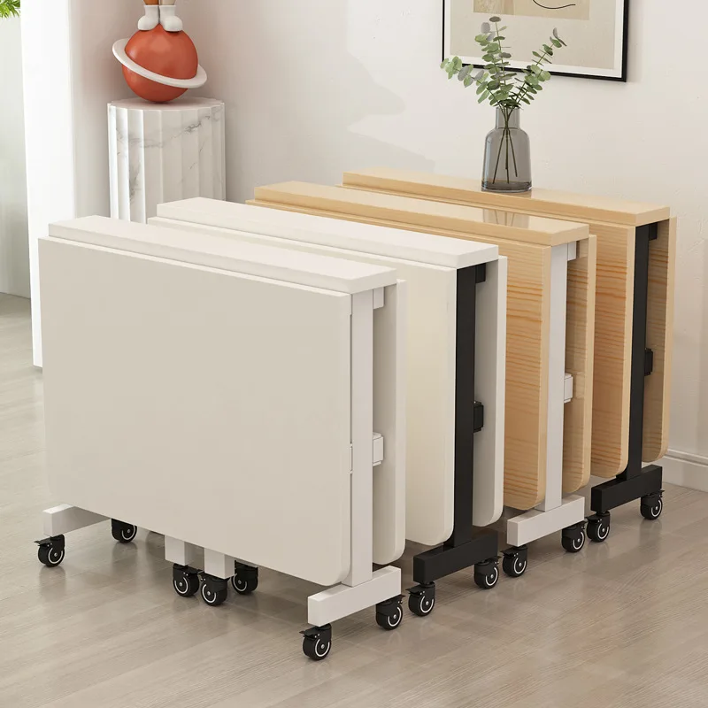 

Pure solid wood folding dining table household small apartment multi-functional movable retractable rectangular eating