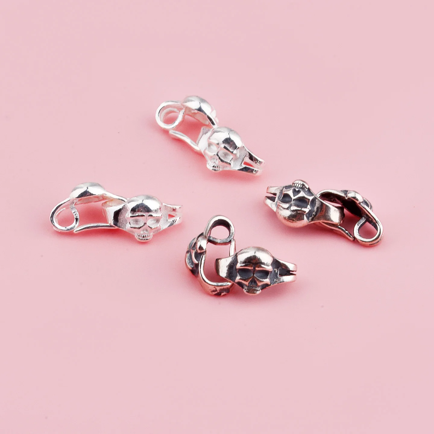 S925 sterling silver retro skull ending connection question mark buckle handmade DIY rope beaded bracelet accessories