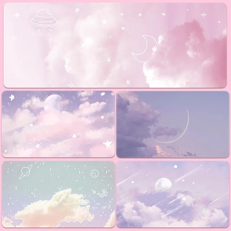 Alfombrilla de ratón de tela rosa cielo Extra grande, bonita alfombrilla de escritorio para ordenador de oficina para mujer, cojín para mesa de estudiante, alfombra para teclado, alfombra para escritorio de escritura