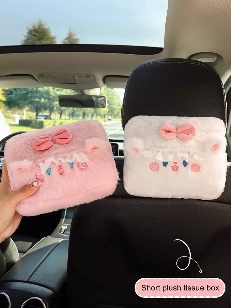 

New Arrvial Fashion Cartoon Plush Bear Rabbit Car Interior Ornaments Car Seat Back Sun Visor Car Tissue Box