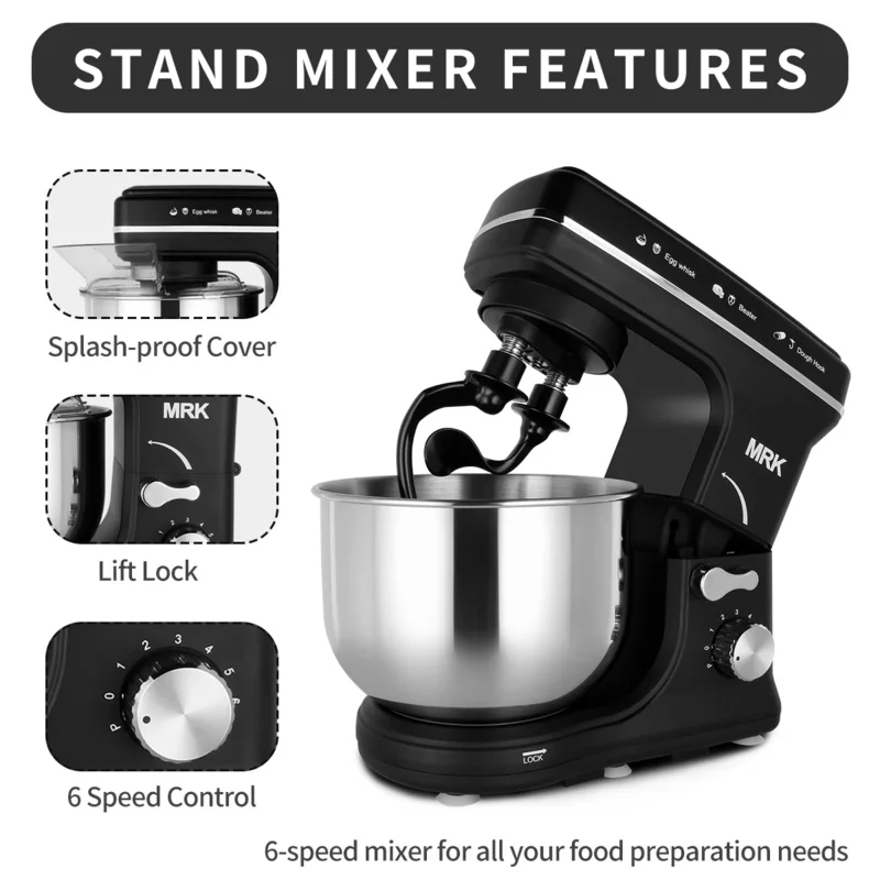 

Ready To Ship MRK Tilt-Head 4L Multifunction Professional Electric Food Bread Dough Kitchen Stand Mixer