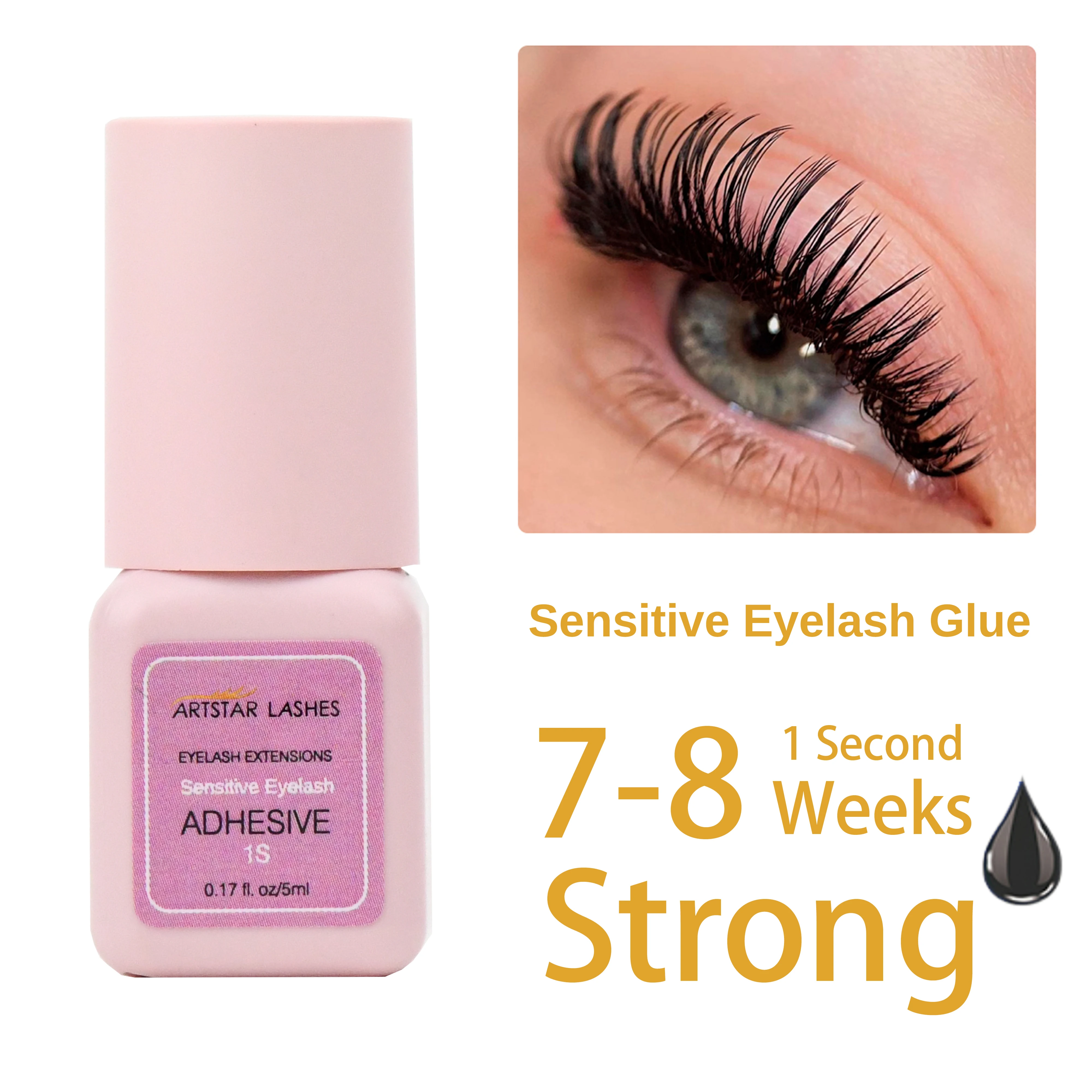 ARTSTAR 5 ml Wimpernkleber-Extensions, 0,5 S/1 S/2 S, schnell trocknender Wimpernverlängerungskleber, geruchsarm, langlebiger Wimpernkleber